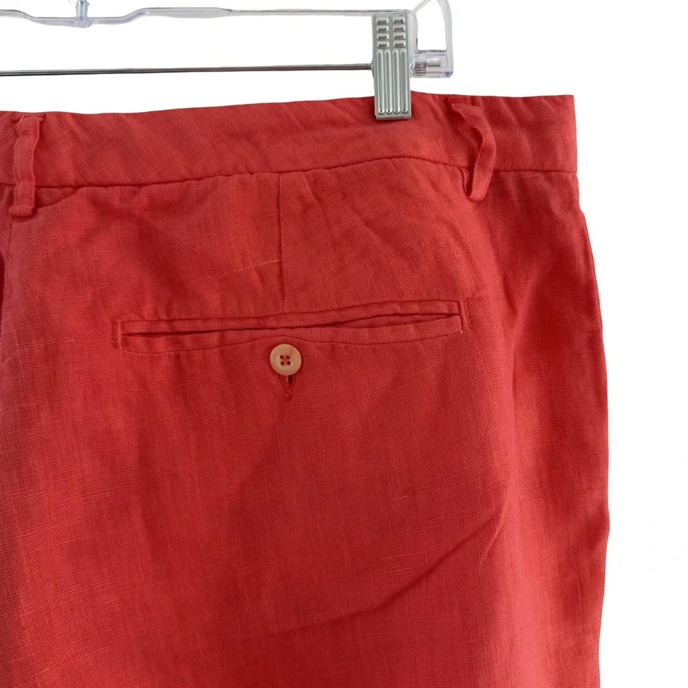 Europann Pants Mens Nantucket Red 40 x 28 100% Linen Chino Straight Lightweight